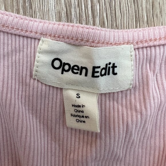 OPEN EDIT Tie Front Crop Top In Pink Lotus Size Small  Brand: Open Edit Size: Sm - Picture 7 of 7